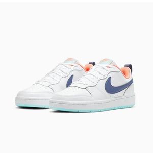 Nike Court Borough Low White with Dark Purple & Bright Orange